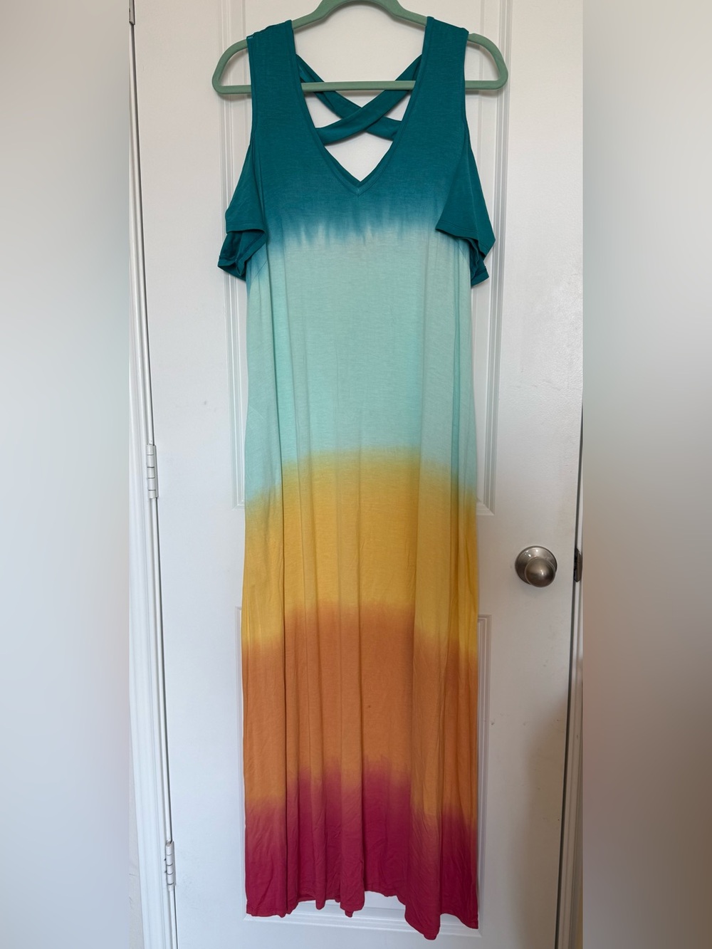 Lane Bryant Rainbow Ombré Cold Shoulder Maxi Dress